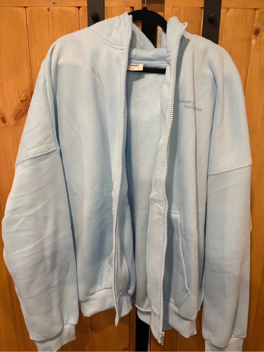 Comfrt Pastel Collection Zip Up Hoodie - Pastel Sky Blue - Picture 3 of 3